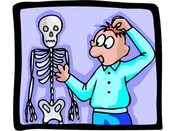 cartoon of a man with a skeleton
