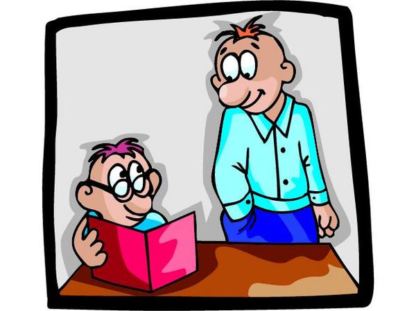 cartoon of two people with a book
