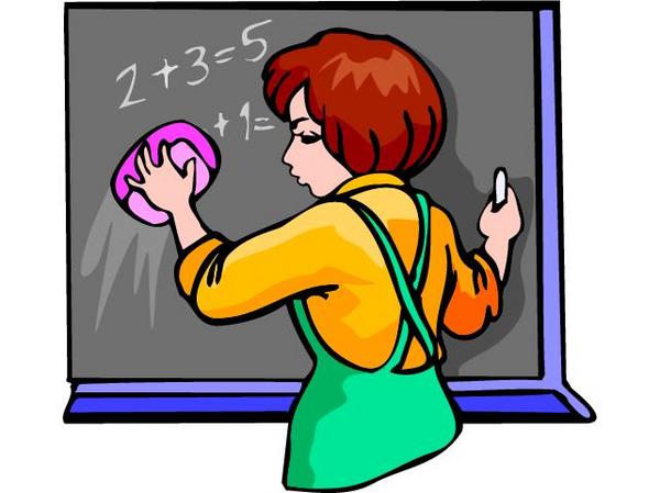cartoon of a teacher at a blackboard