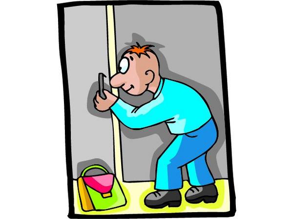 cartoon of a man at a door