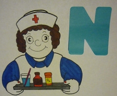 cartoon of a nurse with a tray