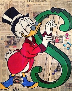 cartoon character and dollar sign