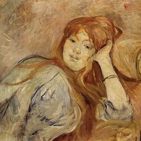 painting of a woman resting on her elbow