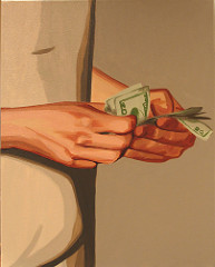 drawing of dollar bills in someone's hands