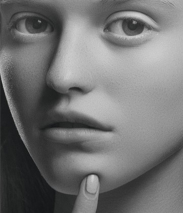 portrait of a woman touching her chin